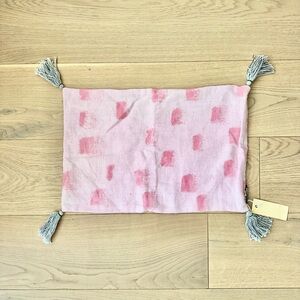 light pink dyed linen throw pillow